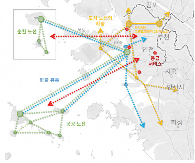인천광역시 첨단항공 노선 개념도./사진제공=인천시