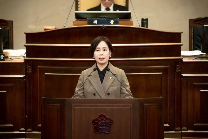 정현미 남양주시의회 의원이 시정질문을 하고 있다. /사진제공=남양주시의회