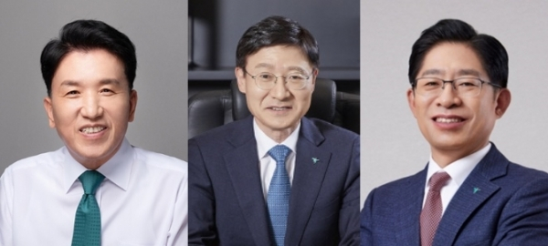 (왼쪽부터) 함영주 하나금융지주 회장, 이승열 하나은행장, 강성묵 하나증권 사장/사진=하나금융지주