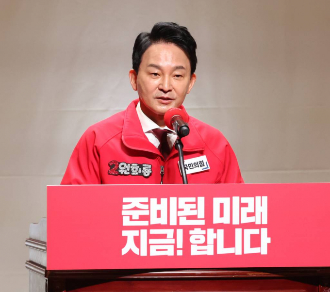 원희룡 전 국토교통부 장관이 더불어민주당을 '성폭력 변호 전문 정당'이라며 비난했다. 사진은 지난 19일 서울 여의도 국회에서 열린 제22대 총선 중앙선대위 발대식 및 공천자대회에서 인사말을 하고 있는 원희룡 전 장관. /사진= 뉴스1