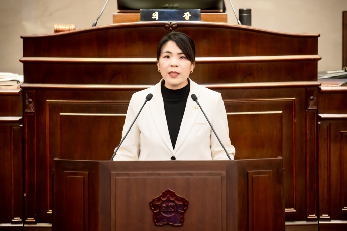 남양주시의회 손정자 의원이 5분 자유발언을 하고 있다. /사진제공=남양주시