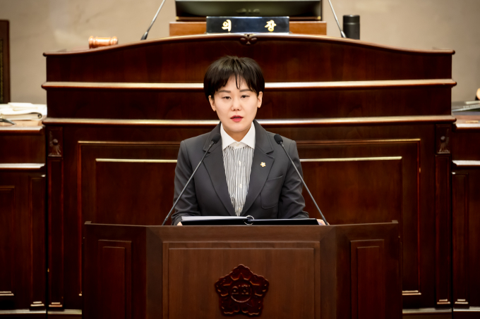 남양주시의회 한송연 의원이 5분 자유발언을 하고 있다. /사진제공=남양주시의회