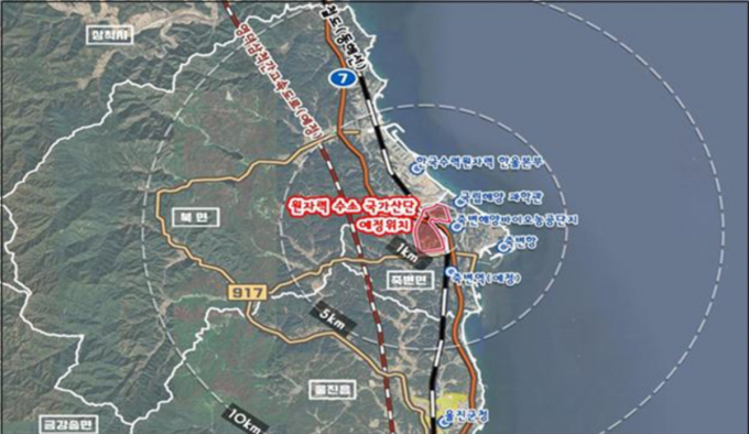 국토부가 고흥, 울진 신규 국가산업단지 입주 희망기업들과 입주협약을 맺었다. 사진은 울진 원자력 수소 국가산업단지 위치도. /사진=국토부