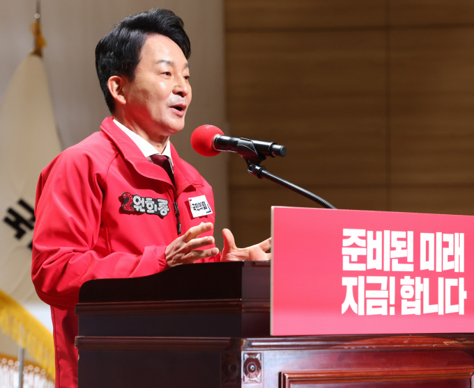 원희룡 국민의힘 공동선대위원장이 27일 수도권 원패스 추진 계획을 밝혔다. 사진은 원 위원장이 지난 19일 서울 여의도 국회에서 열린 제22대 총선 중앙선대위 발대식·공천자대회에서 인사말을 하는 모습. /사진=뉴스1