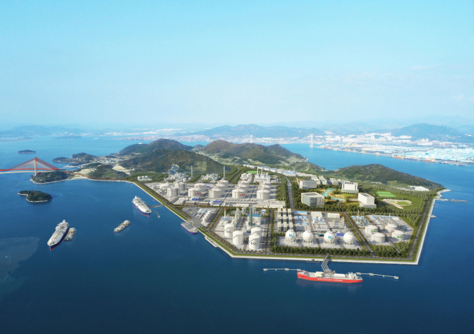 한양이 GS에너지와 전남 여수시 묘도(猫島)에 '동북아 LNG 허브 터미널' 조성 사업에 나선다. 사진은 묘도 에코 에너지 허브 구축(안) 조감도. /사진=한양