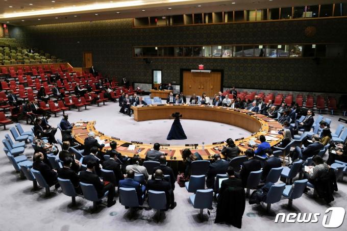 22일(현지시간) 뉴욕 유엔 본부에서 안보리 회의가 열리고 있다. 2024.1.23 ⓒ AFP=뉴스1 ⓒ News1 우동명 기자