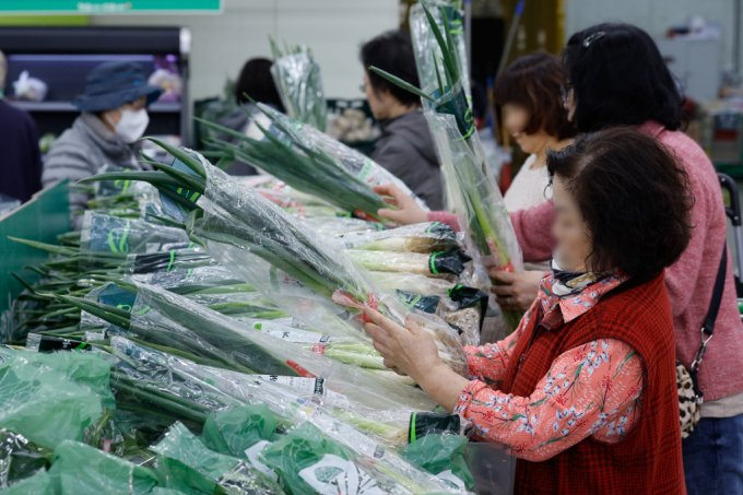  주요 농축산물 가격이 오르락내리락 하고 있다. 사진은 서울의 한 대형마트에서 시민들이 대파를 고르는 모습.  /사진=뉴스1