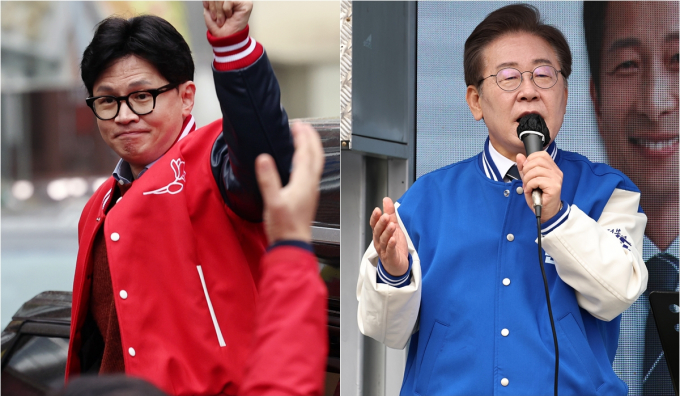 한동훈 국민의힘 비상대책위원장(사진 왼쪽)과 이재명 더불어민주당 대표의 총선 유세가 본격화되고 있다. /사진=뉴스1
