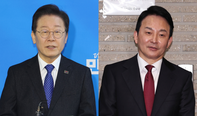 /이재명 더불어민주당 상임공동선거대책위원장 겸 대표(왼쪽)와 원희룡 전 국토부 장관. 사진=뉴스1