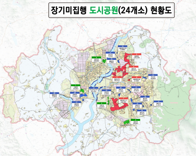 광주시가 추진 중인 민간공원특례사업 위치도.