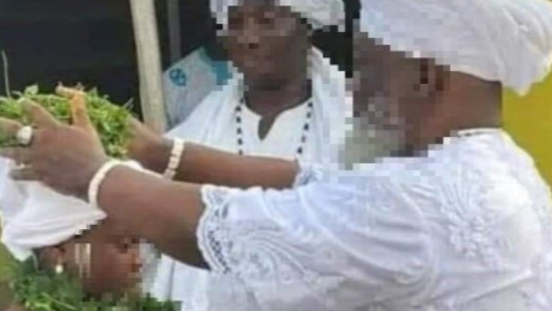 가나에서 63세 남성이 12세 소녀와 결혼해 현지에서 비인간적이라는 여론이 일었다. 사진은 63세 남성이 12세 소녀와 결혼하는 모습. /사진=사회관계망서비스(SNS) 캡