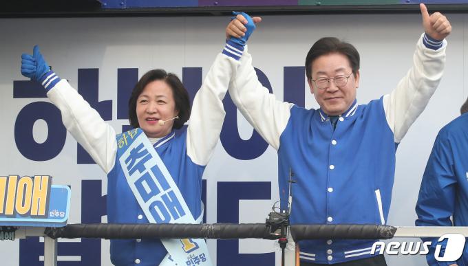 [사진] 추미애 지지 호소하는 이재명 대표