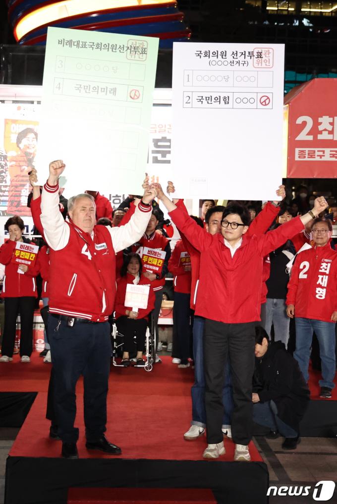 [사진] 지지호소하는 한동훈과 인요한