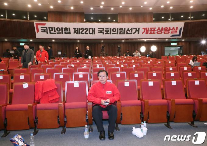 [사진] 국민의힘 제22대 총선 개표상황실 '썰렁'