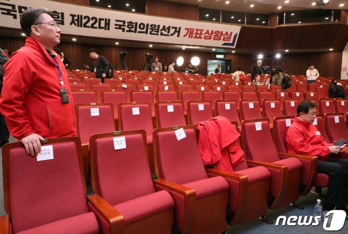 [사진] 개표상활실 철수하는 이만희 상황실장