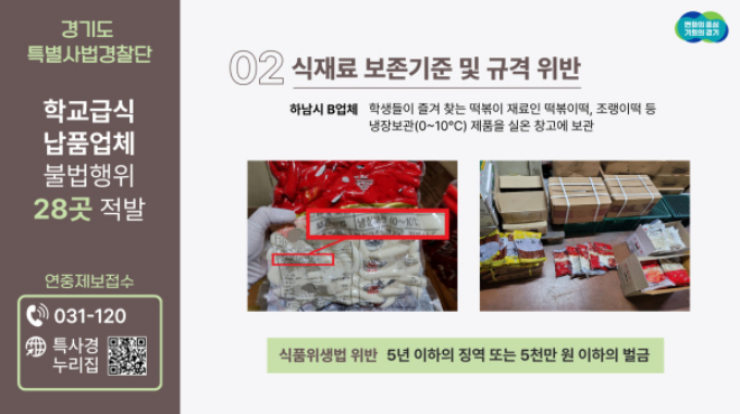 경기도특별사법경찰단이 최근 단속에서 적발한 사례. / 자료제공=경기도
