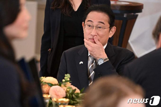 기시다 후미오 일본 총리가 11일(현지시간) 미국 국빈 방문 중 워싱턴 국무부에서 열린 환영 오찬에 참석을 하고 있다. 2024. 4. 12 ⓒ AFP=뉴스1 ⓒ News1 우동명 기자