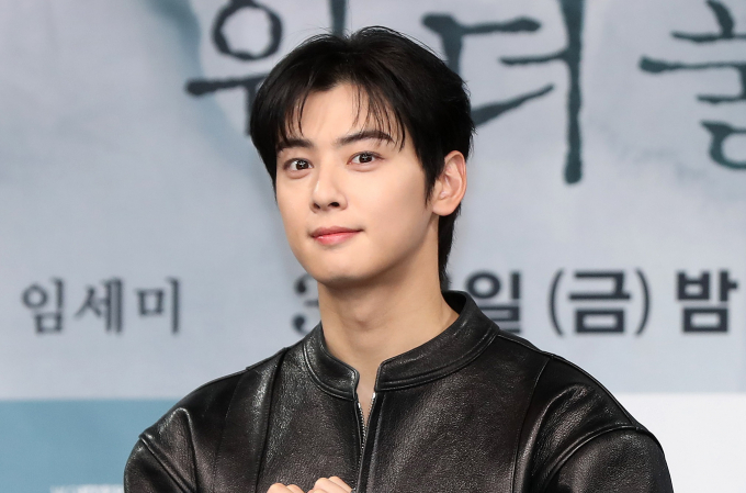 가수 겸 배우 차은우가 아스트로 故 문빈의 1주기를 맞아 고인을 추억했다. 사진은 지난달 2월 서울 마포구 MBC에서 열린 새 금토드라마 '원더풀 월드' 제작발표회에 참석한 배우 차은우. /사진=뉴시스