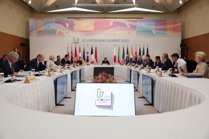 한국이 오는 6월 이탈리아에서 열리는 주요 7개국(G7) 정상회의에 초청받지 못했다. 사진은 지난해 5월 히로시마 그랜드 프린스 호텔에서 열린 G7 정상회의 주요 7개국(G7) 정상회의 참석차 일본을 방문한 윤석열 대통령. /사진=뉴스1(대통령실 제공)