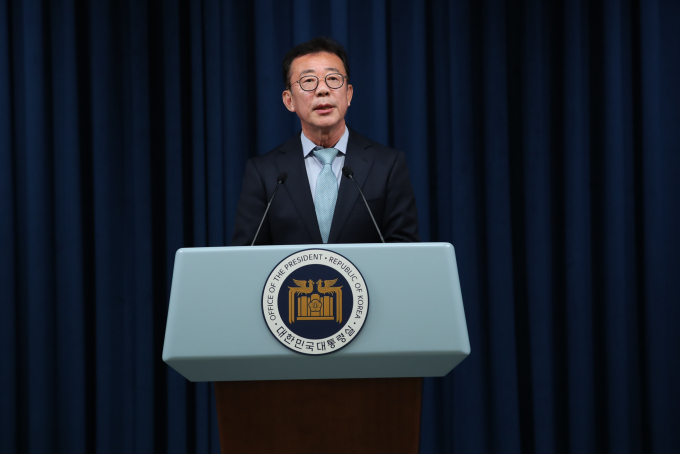 22일 용산 대통령실 청사 브리핑룸에서 홍철호 신임 정무수석이 임명 소감을  밝히고 있다. /사진=뉴시스