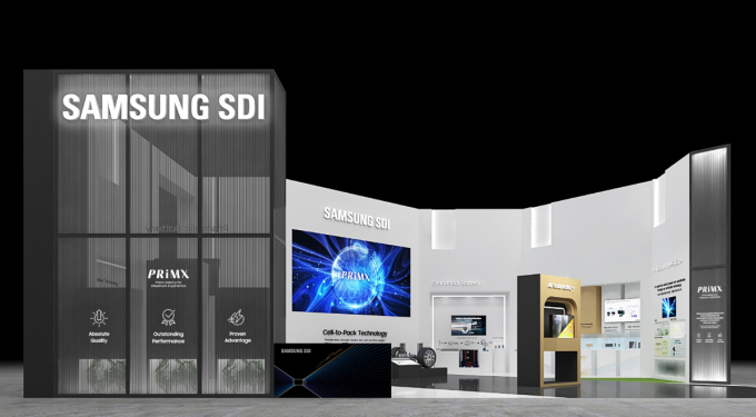 삼성SDI가 23일부터 서울 강남구 코엑스에서 열리는 제37회 세계전기자동차 학술대회 및 전시회에서 미래 기술을 공개한다. 사진은 삼성SDI 부스. /사진=삼성SDI 제공
