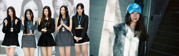 지난 3월22일 오전 인천국제공항 1터미널 밀레니엄홀에서 열린 인천공항세관 홍보대사 위촉식에서 홍보대사증을 목에 걸고 포즈를 취하고 있는 뉴진스(왼쪽), 민희진 어도어 대표(오른쪽)/사진=뉴스1