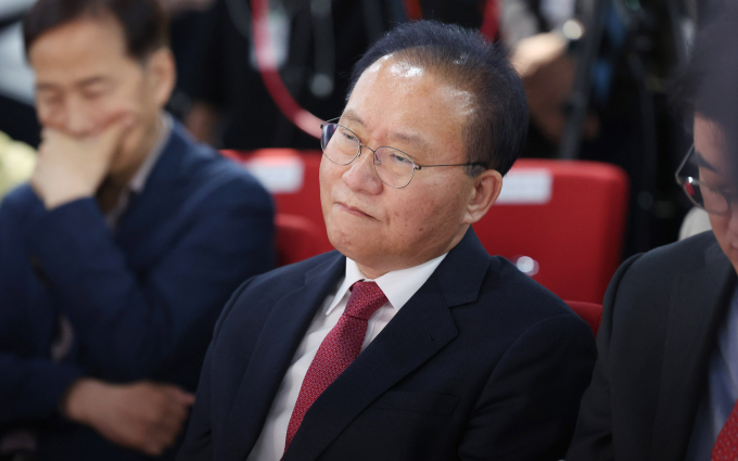 윤재옥 국민의힘 원내대표가 25일 더불어민주당의 채 상병 사망 사건 외압 의혹 특검법 처리 요구에 대해 "국민적 평가를 받아봐야 한다"고 밝혔다. 사진은 윤 원내대표가 25일 서울 여의도 국민의힘 중앙당사에서 열린 '제22대 총선이 남긴 과제들' 총선평가 토론회에 참석한 모습. /사진=뉴시스 