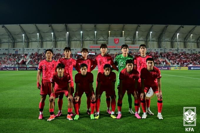 인도네시아와의 8강전에 출전한 23세 이하 축구대표팀 (대한축구협회 제공)