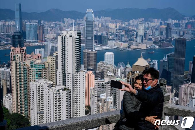홍콩 부유층이 모여사는 '빅토리아 피크'. ⓒ AFP=뉴스1 ⓒ News1 원태성 기자