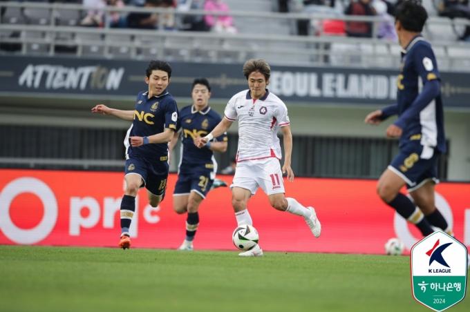 서울 이랜드과 충북 청주가 1-1로 승부를 가리지 못했다. (한국프로축구연맹 제공)