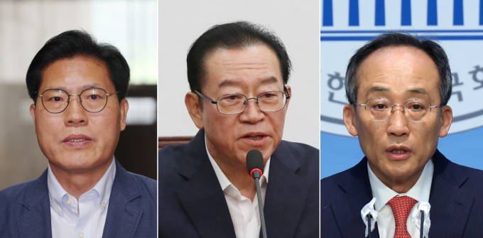 국민의힘이 오는 9일 원내대표 선출을 앞두고 후보에 대한 관심이 높아지고 있다. 사진은 (왼쪽부터) 송석준·이종배·추경호 의원의 모습. /사진=뉴스1 