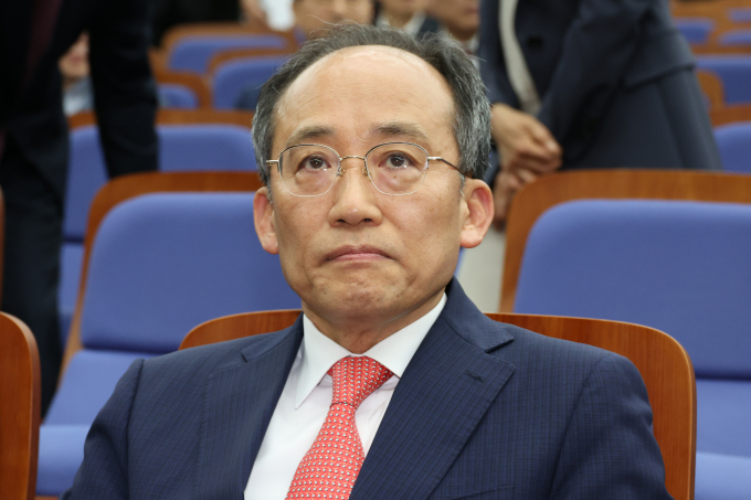 추경호 국민의힘 의원이 22대 국회 국민의힘 원내대표로 당선됐다. 사진은 추 신임 원내대표가 지난 8일 서울 여의도 국회에서 열린 원내대표 선출을 위한 정견발표회에 참석한 모습. /사진=뉴시스