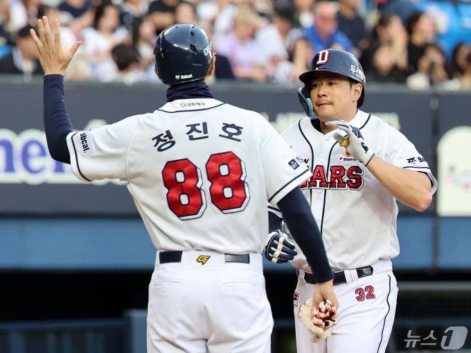 [사진] 김재환, 선제 투런포 폭발