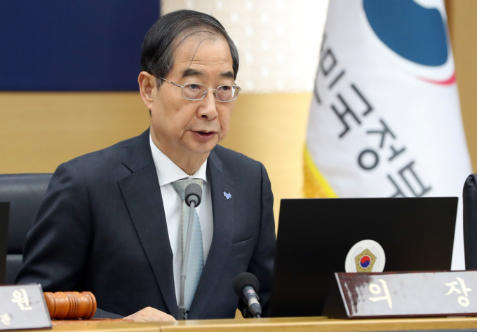 '10·29 이태원참사 피해자 권리보장과 진상규명 및 재발방지를 위한 특별법안'이 오늘(14일) 국무회의에서 의결됐다. 사진은 한덕수 국무총리가 14일 세종시 정부세종청사에서 열린 국무회의를 주재하며 발언하는 모습. /사진=뉴스1