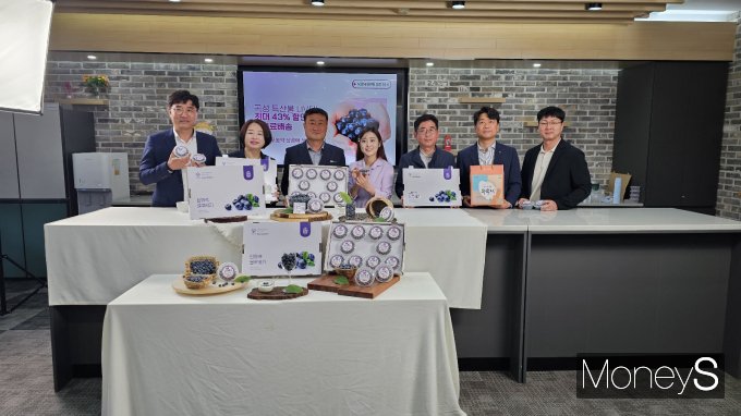 농협전남본부는  5월 가정의 달을 맞아 지난 14일 전남본부 내 온라인지역센터에서 전남광역농산물브랜드 '상큼애' 블루베리 라이브커머스를 진행했다/사진=농협전남본부 제공.