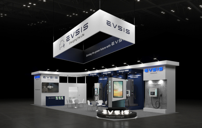 롯데이노베이트 전기차 충전 자회사 'EVSIS'의 ACT 엑스포 부스 모습. /사진=롯데이노베이트