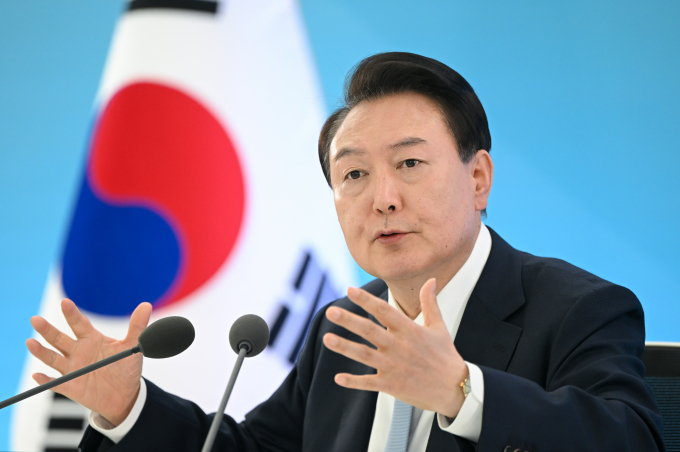 윤석열 대통령이 21일 국무회의에서 채상병 특검법에 대한 재의요구권(거부권)을 행사할 것으로 전망된다. 사진은 윤 대통령이 지난 17일 정부세종청사에서 열린 2024 국가재정전략회의에서 마무리 발언을 하는 모습. /사진=뉴시스(대통령실 제공) 