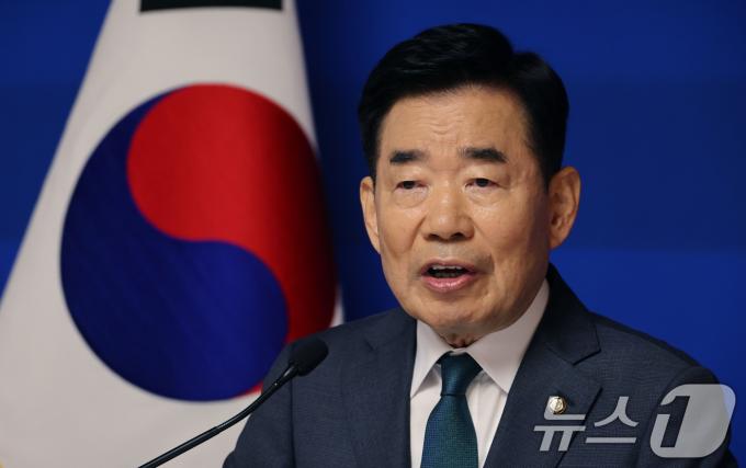 김진표 국회의장이 22일 오전 서울 여의도 국회 사랑재에서 기자간담회를 하고 있다. (공동취재) 2024.5.22/뉴스1 ⓒ News1 송원영 기자