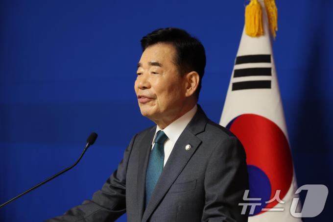 김진표 국회의장이 22일 오전 서울 여의도 국회 사랑재에서 기자간담회를 하고 있다. (공동취재) 2024.5.22/뉴스1 ⓒ News1 송원영 기자