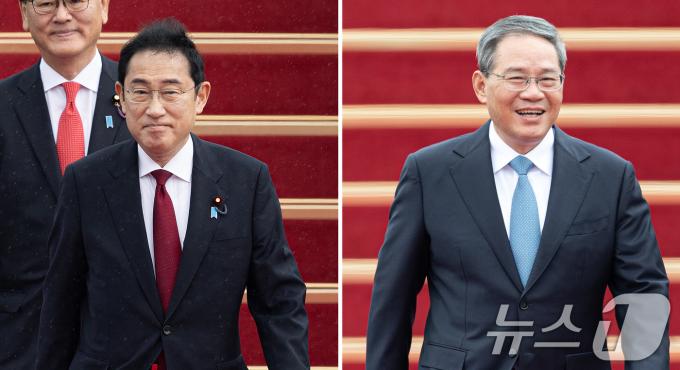 [사진] 한일중 정상회의 참석차 방한 하는 기시다·리창 총리