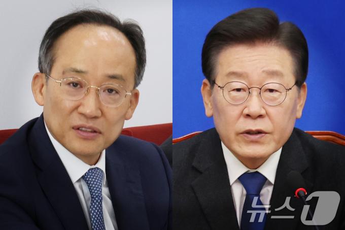 추경호 국민의힘 원내대표와 이재명 더불어민주당 대표. 뉴스1 ⓒ News1 송원영 기자
