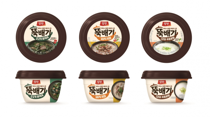 양반 뚝배기는 (왼쪽부터) 소고기 미역국, 돼지국밥, 대파 사골곰탕 3종으로 구성됐다. /사진=동원F&B