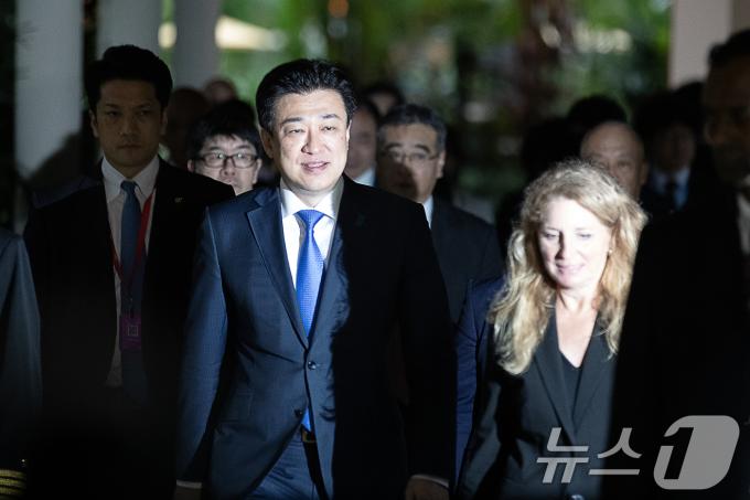 [사진] 한미일 다자회담 참석하는 기하라 미노루 일본 방위상