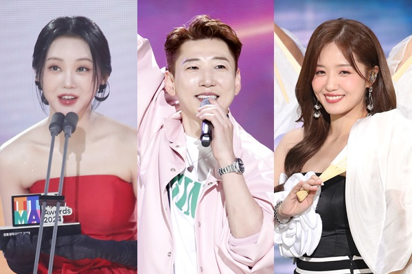 가수 김호중의 음주운전 뺑소니 사고 후 소속사 생각엔터테인먼트가 은폐 논란에 휩싸인 가운데. 소속 가수들이 하나 둘씩 전속계약을 종료하고 떠났다. 사진은 가수 홍지윤, 영기, 정다경(왼쪽부터). /사진=뉴스1