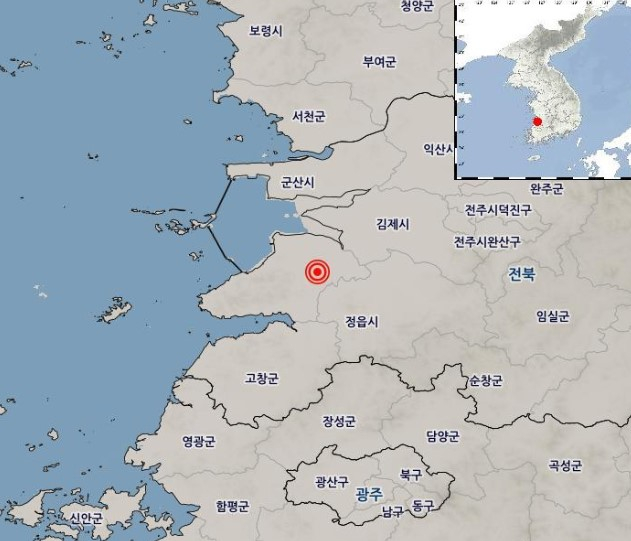 전북 부안군서 규모 4.8의 지진이 발생했다. /사진=기상청 홈페이지 캡처