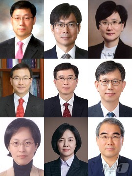 대법관 후보추천위원회(후보추천위)는 13일 대법관 제청 대상 후보자로 추천한 9명의 명단을 조희대 대법원장에게 서면으로 제출했다고 밝혔다. 노경필 수원고법 판사(59·사법연수원 23기), 마용주 서울고법 판사(54·23기), 박순영 서울고법 판사(57·25기), 박영재 서울고법 판사(55·22기), 오영준 서울고법 판사(54·23기), 윤강열 서울고법 판사(58·23기), 윤승은 서울고법 판사(56·23기), 이숙연 특허법원 고법판사(55·26기), 조한창 법무법인 도울 변호사(59·18기)가 최종 후보군으로 확정됐다. (대법원 제공)