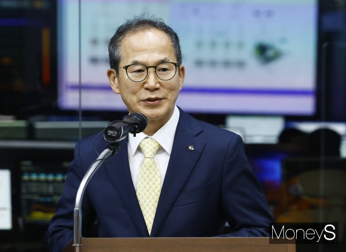 [머니S포토] 금융권 합동 재해복구 전환훈련, 양종희 회장 인사말