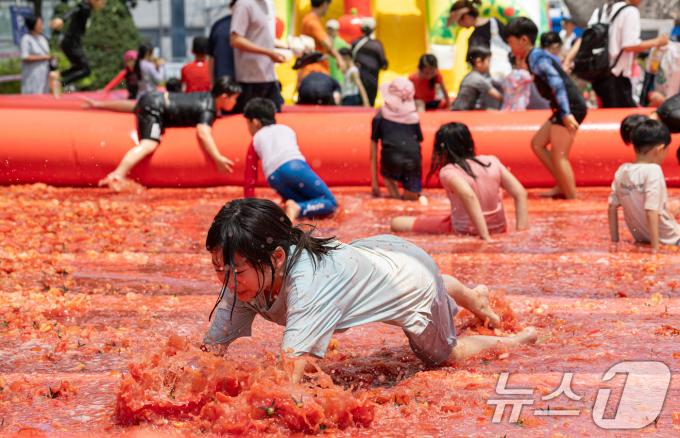 [사진] '토마토풀장으로 풍덩'