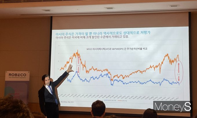 사진은 19일 서울 여의도 FKI타워 컨퍼런스센터에서 '2024년 하반기 글로벌 주식시장 전망 기자간담회'를 진행하는 조슈아 크랩 로베코 자산운용 아시아 태평양 주식운용 대표. /사진=염윤경 기자