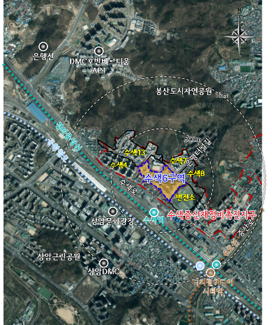 서울 수색6구역 토지 용도가 변경되고 홍제1구역은 홍제천 수변공간과 연계한 역세권 활성화 사업이 신속 추진될 전망이다. 사진은 수색6구역 위치도. /사진=서울시